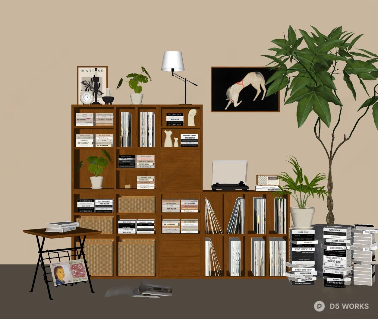Mid Century Modern Bookcase 3d model thumbnail 2