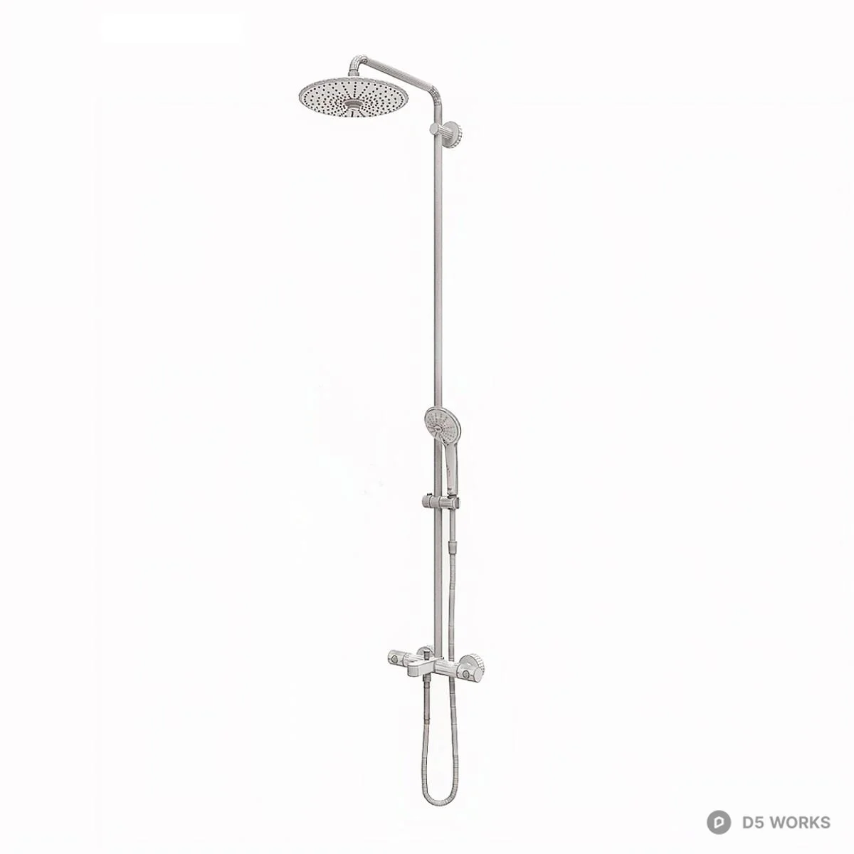Chrome Shower Set 3d model thumbnail 2
