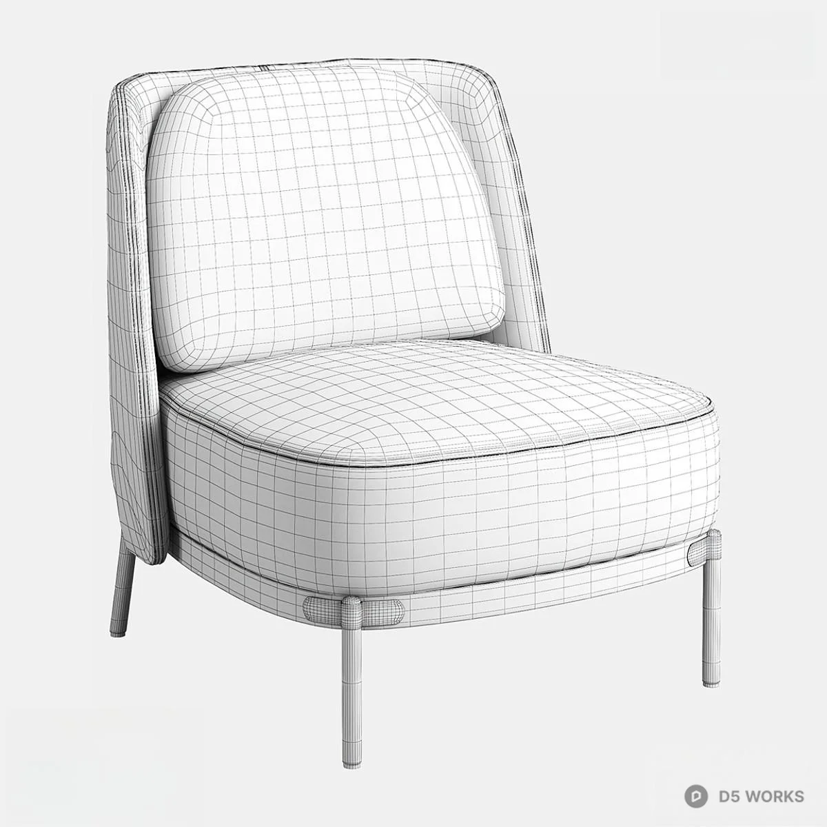 Houndstooth Upholstered Accent Chair 3d model thumbnail 2