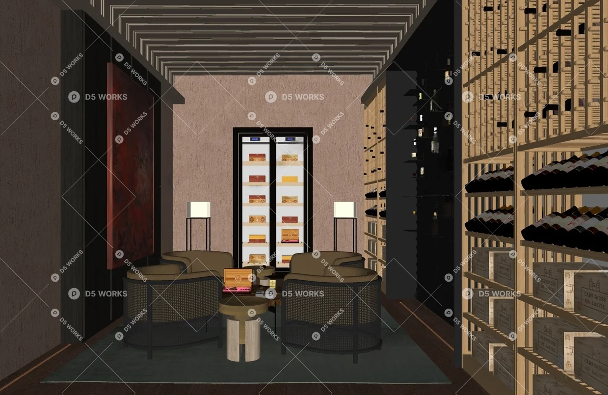 Contemporary Wine Tasting Room 3d model thumbnail 2