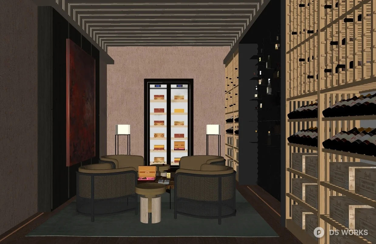 Modern Wine Tasting Room With Integrated Wine Cellar 3d model thumbnail 2