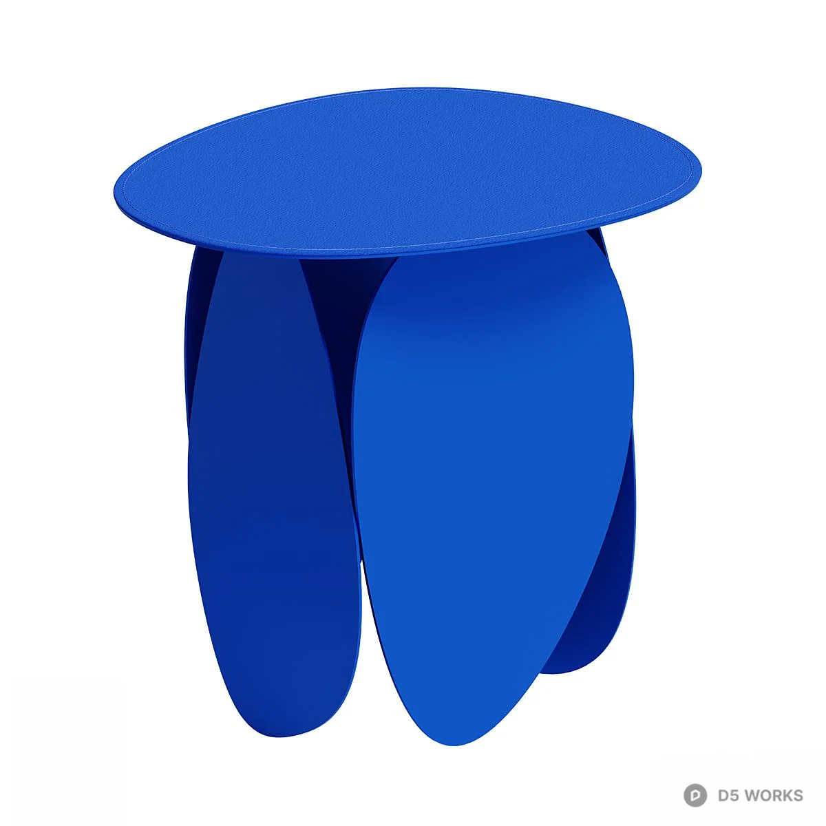 Blue Petal Shaped Side Table 3d model - Image 1