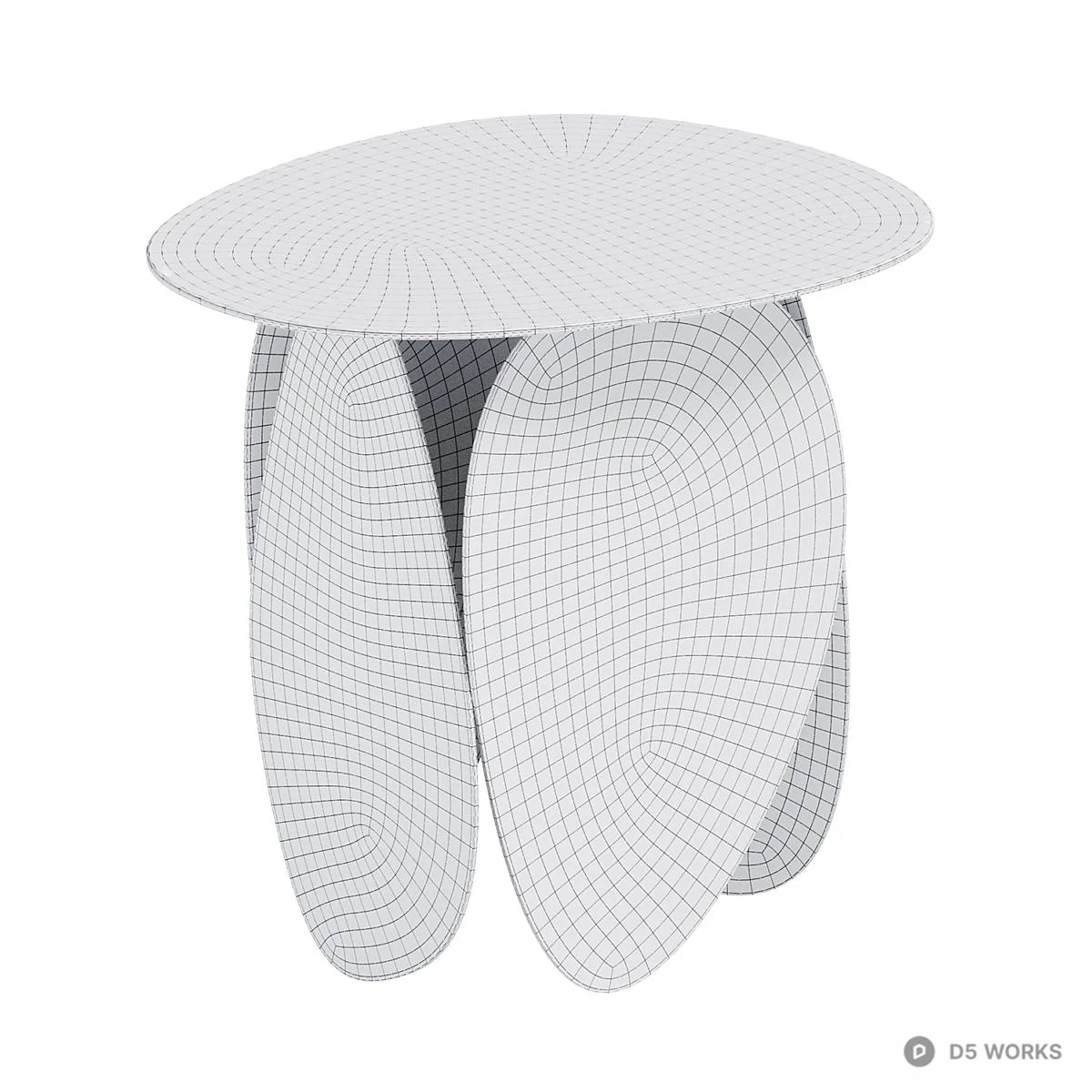 Blue Petal Shaped Side Table 3d model thumbnail 3