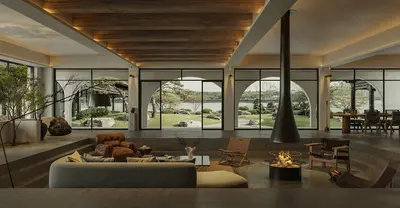 Organic Modern Wabi-Sabi Hotel Lobby