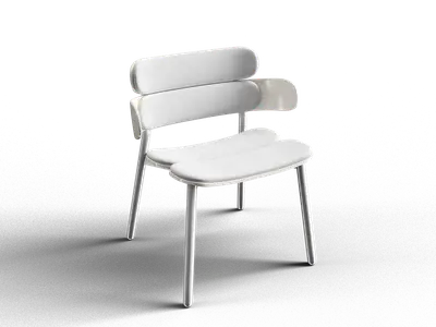 Minimalist White Upholstered Leisure Chair 3d model