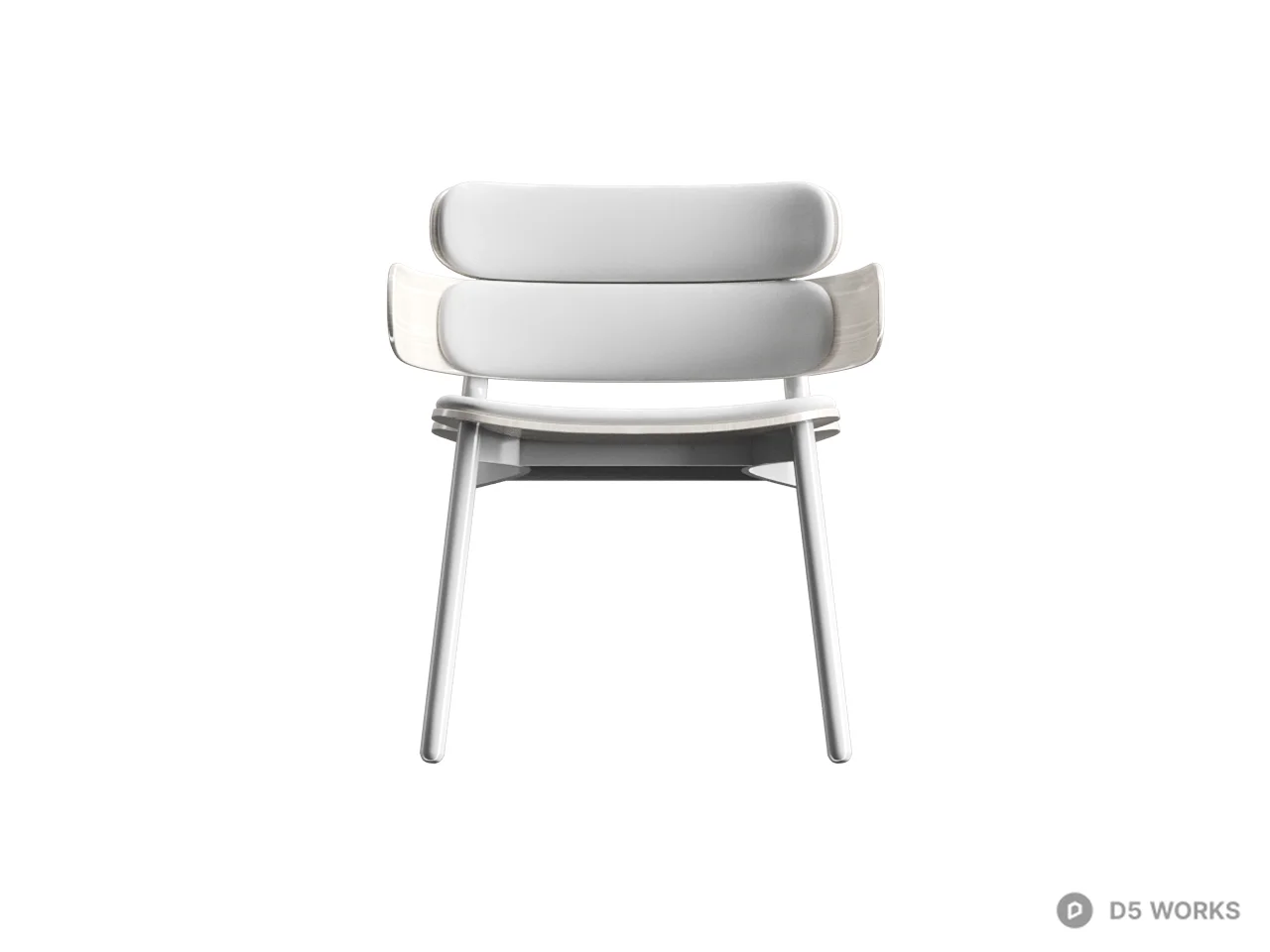 Minimalist White Upholstered Leisure Chair 3d model thumbnail 2