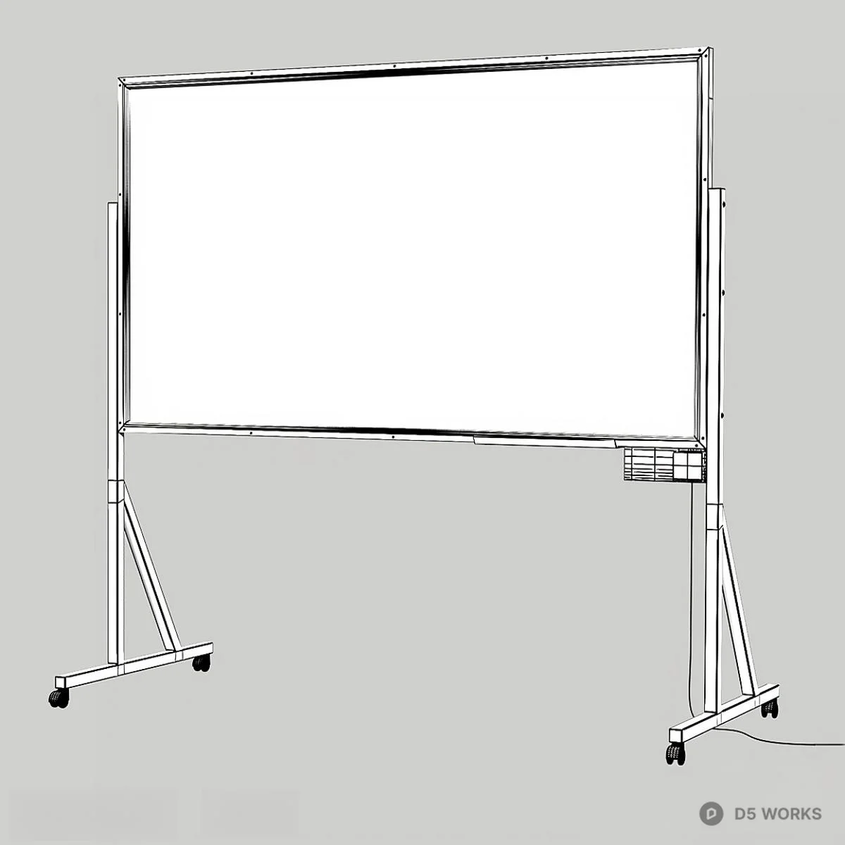 Mobile Whiteboard With Graph Sketch 3d model thumbnail 3