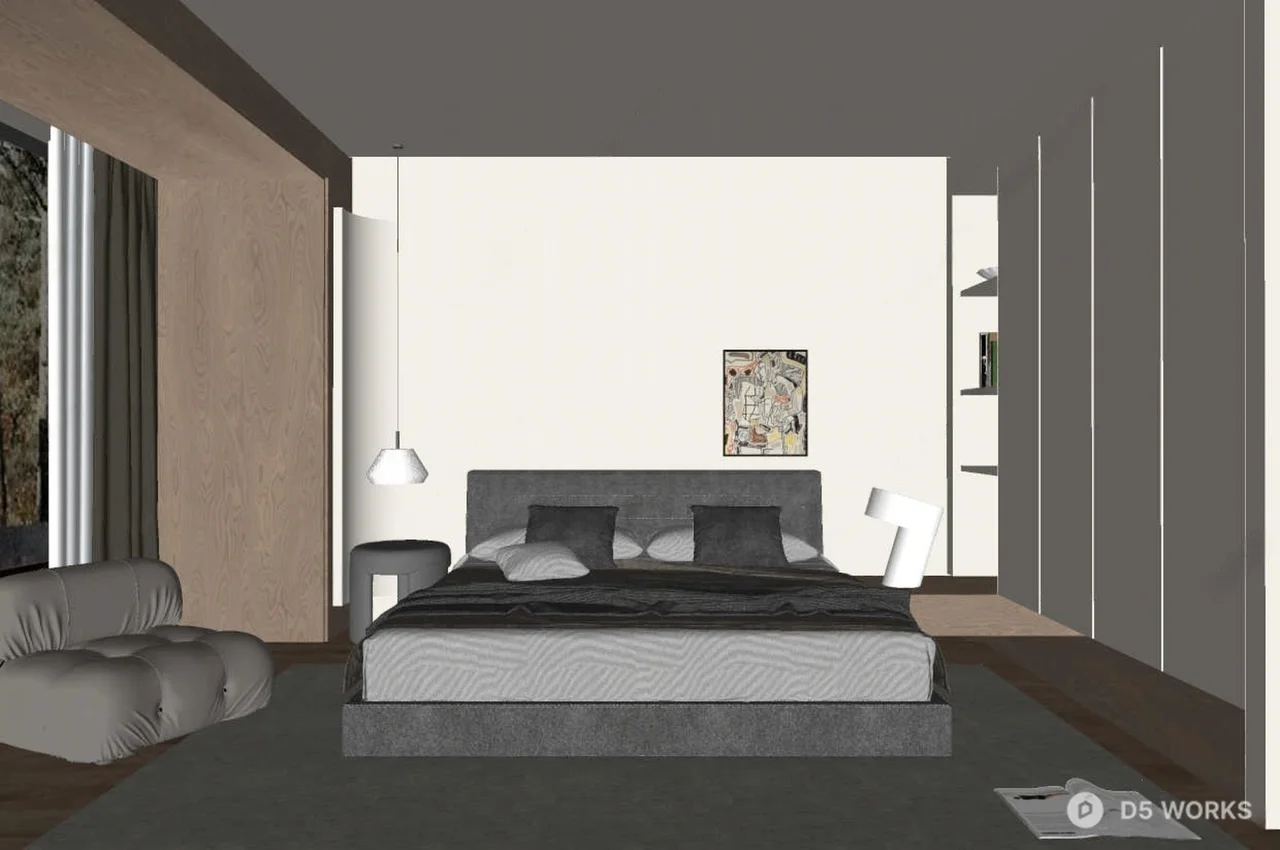 Minimalist Modern Bedroom with Ambient Lighting 3d model thumbnail 2