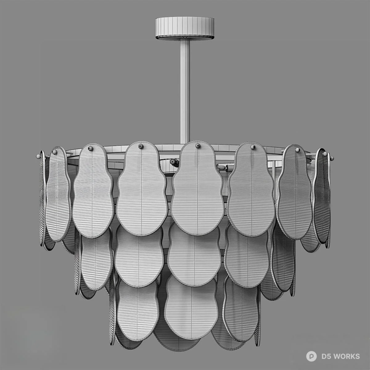 Crystal Shell Chandelier 3d model thumbnail 2