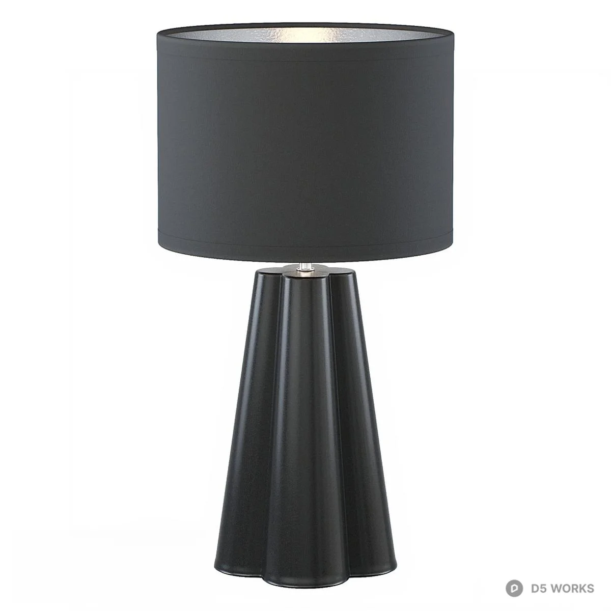 Matte Black Fluted Base Table Lamp 3d model - Image 1