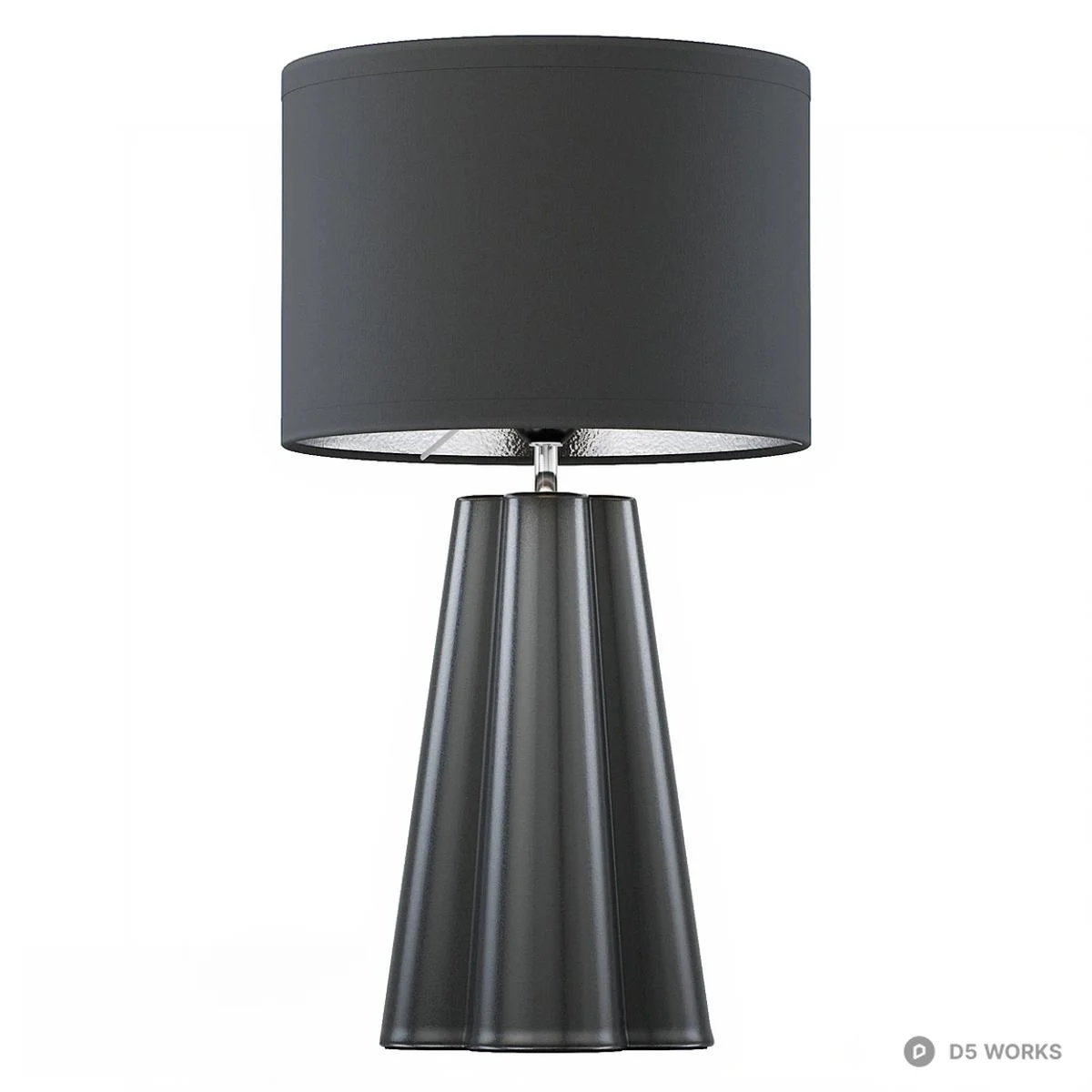 Matte Black Fluted Base Table Lamp 3d model thumbnail 3