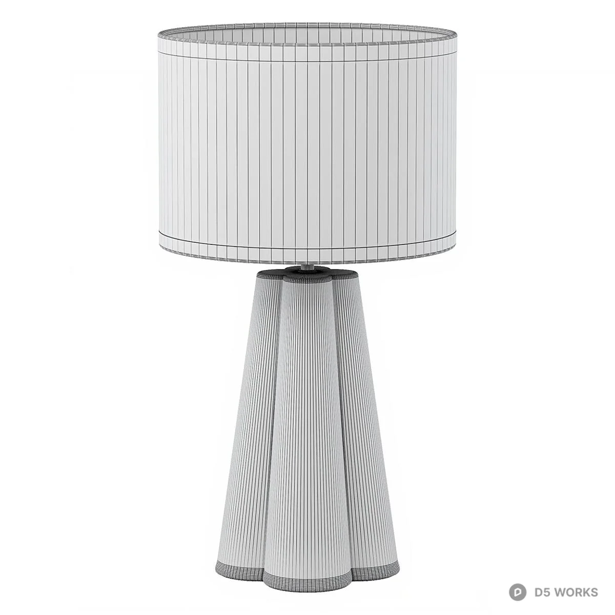 Matte Black Fluted Base Table Lamp 3d model thumbnail 4