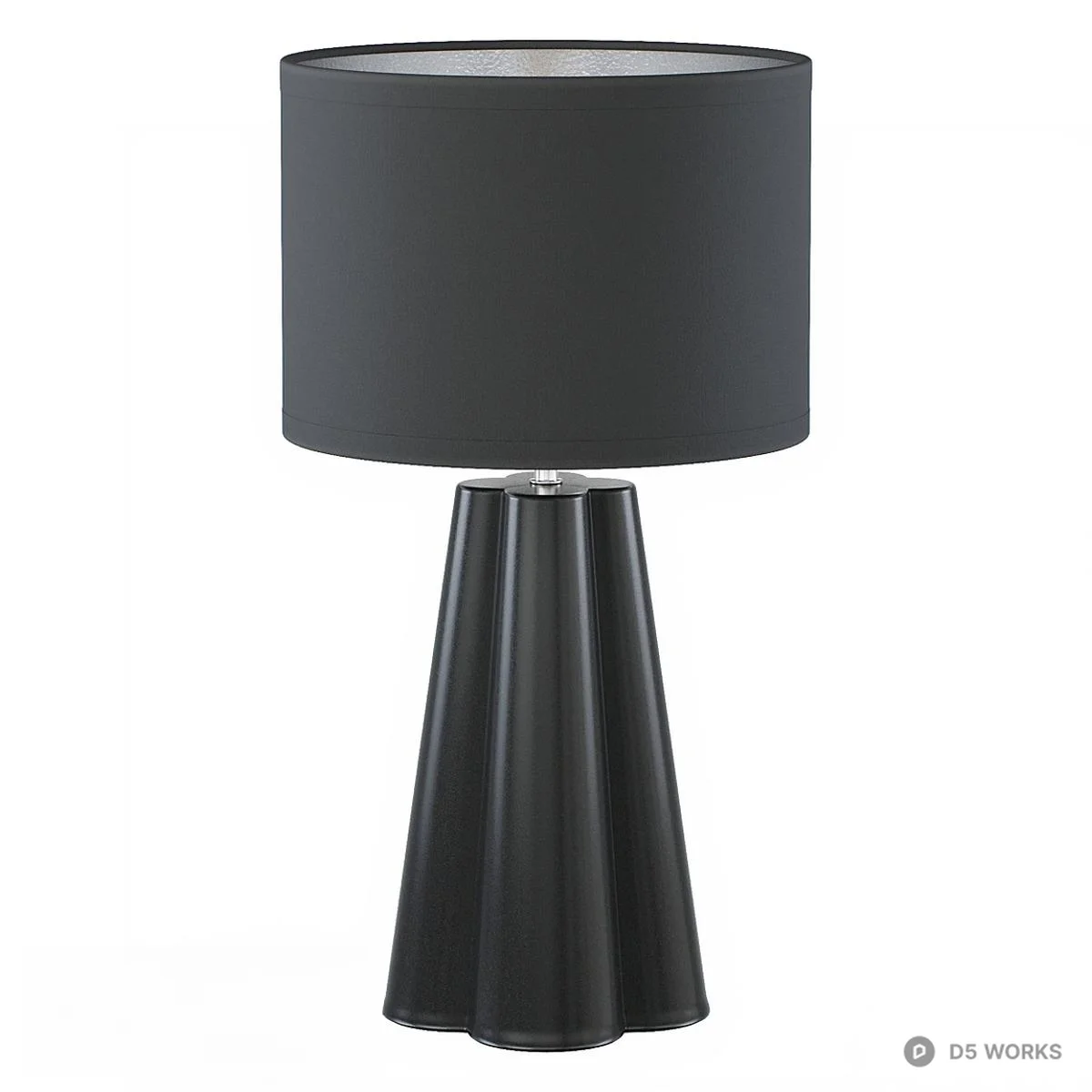 Matte Black Fluted Base Table Lamp 3d model thumbnail 2