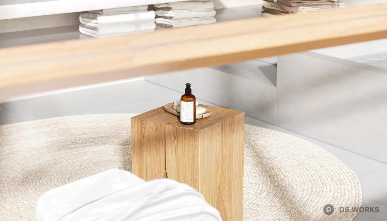 Minimalist Bathroom With Integrated Sink And Natural Light 3d model thumbnail 5