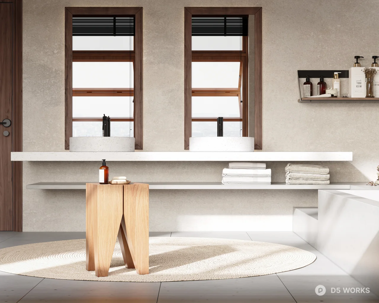 Minimalist Bathroom With Integrated Sink And Natural Light 3d model thumbnail 6