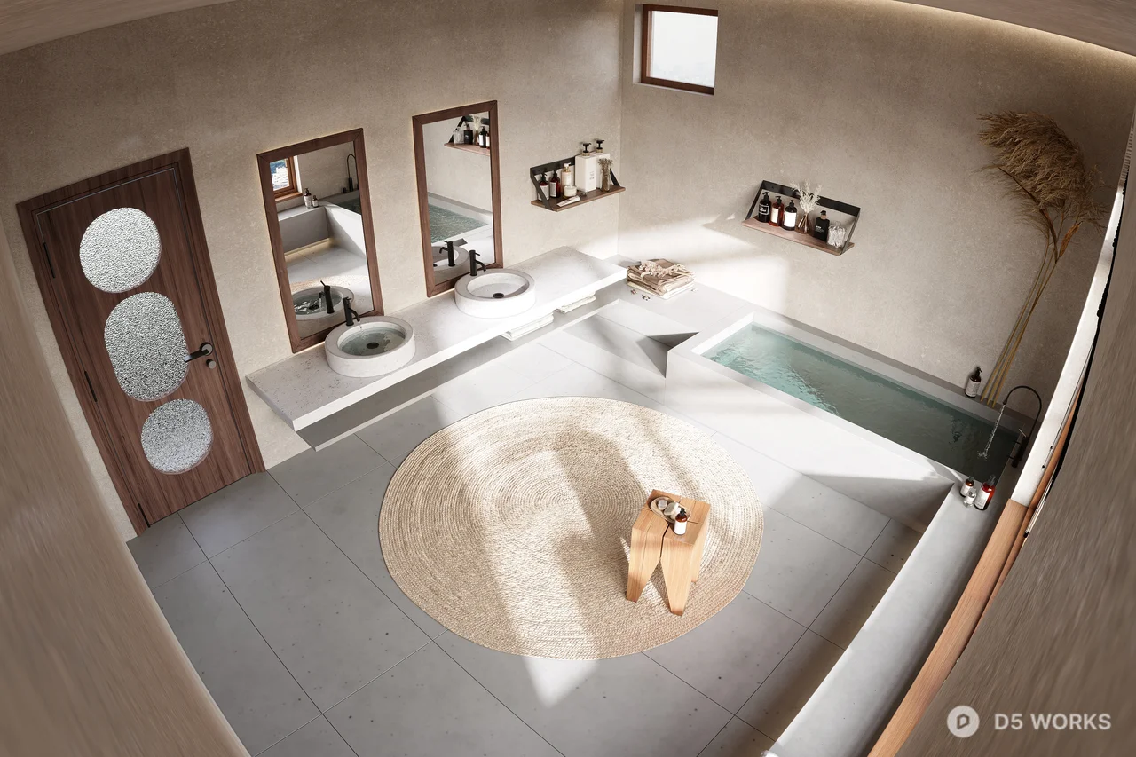 Minimalist Bathroom With Integrated Sink And Natural Light 3d model thumbnail 9