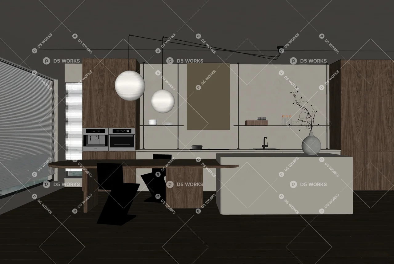 Wabi-Sabi Open Kitchen 3d model thumbnail 2