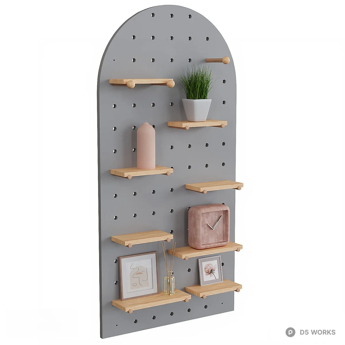 Minimalist Pegboard Shelf Unit 3d model - Image 1
