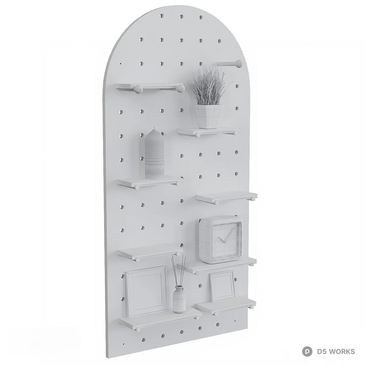 Minimalist Pegboard Shelf Unit 3d model thumbnail 4