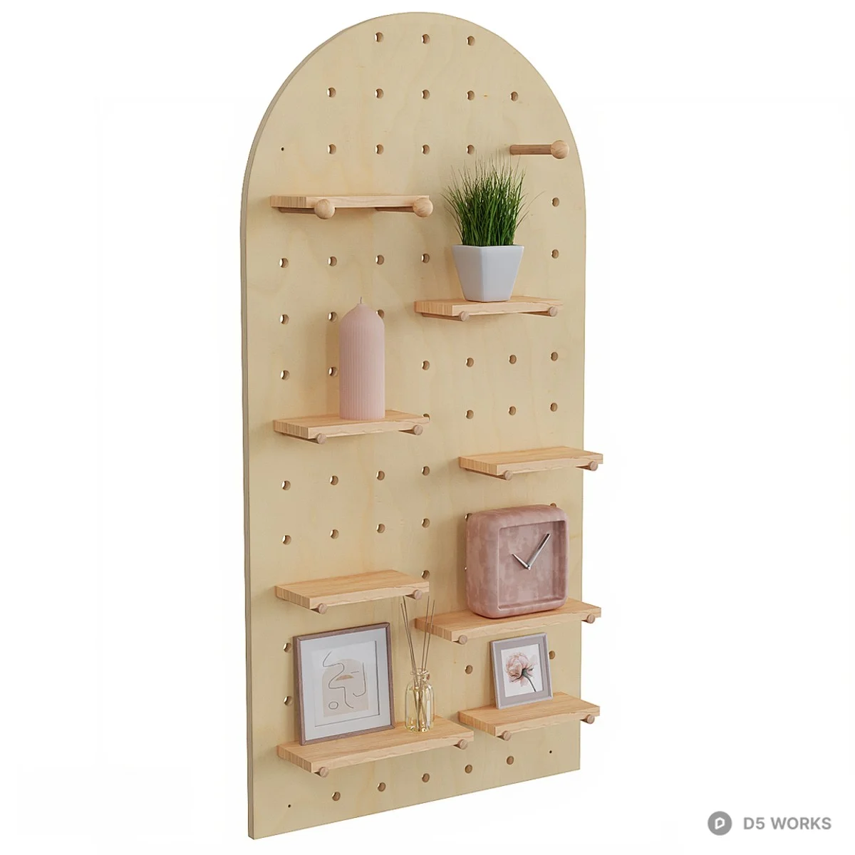 Minimalist Pegboard Shelf Unit 3d model thumbnail 3