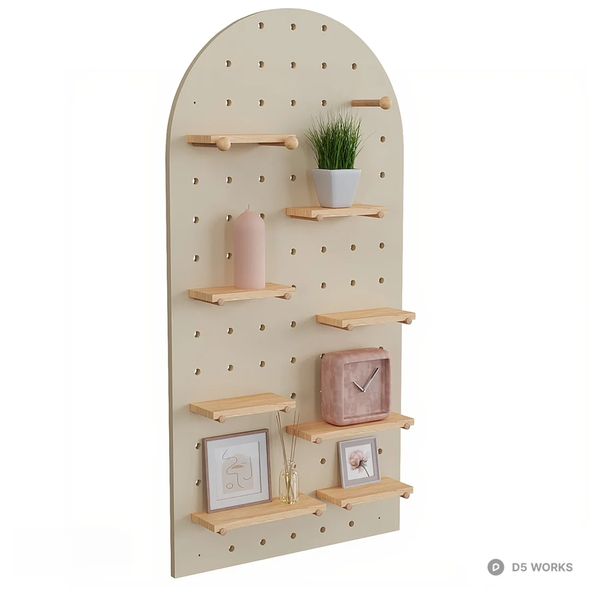 Minimalist Pegboard Shelf Unit 3d model thumbnail 2