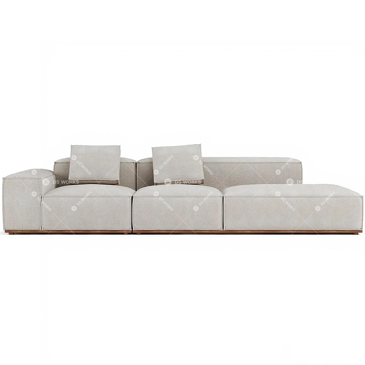 Modular Fabric Sectional Sofa With Wooden Base 3d model thumbnail 3