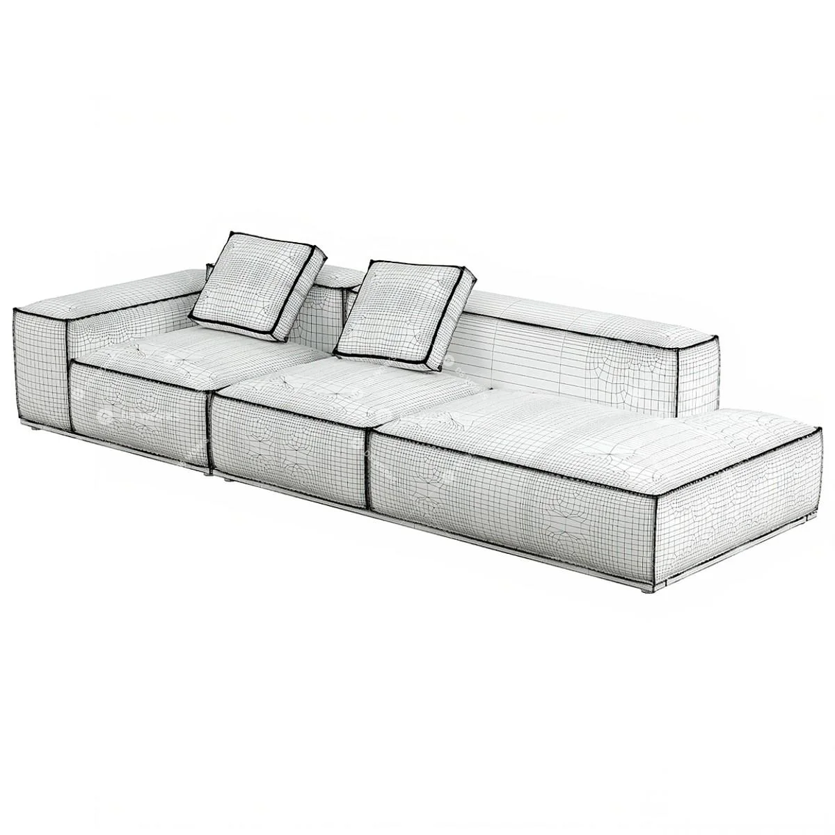Modular Fabric Sectional Sofa With Wooden Base 3d model thumbnail 4