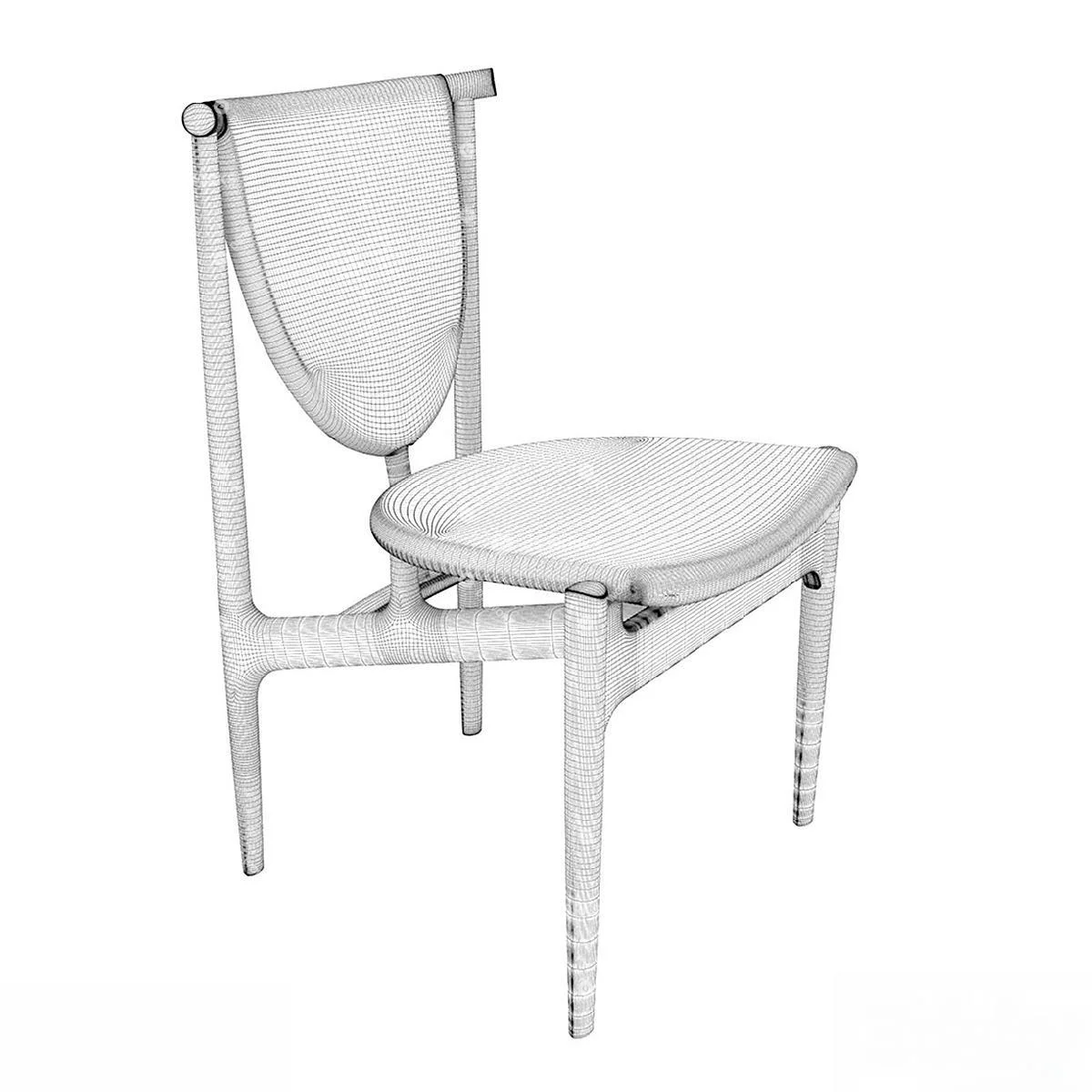 Mid-Century Modern Study Chair 3d model thumbnail 3