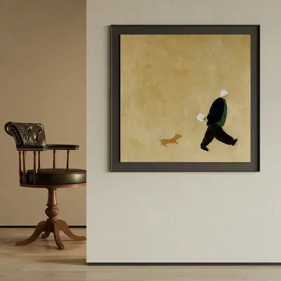 Minimalist Figure And Dog Wall Art 3d model