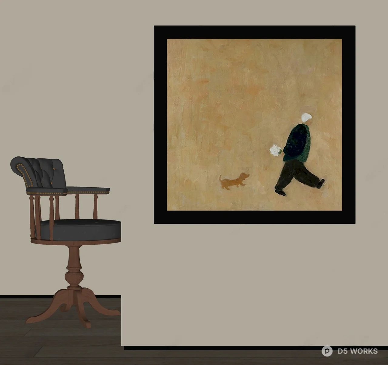 Minimalist Figure And Dog Wall Art 3d model thumbnail 2