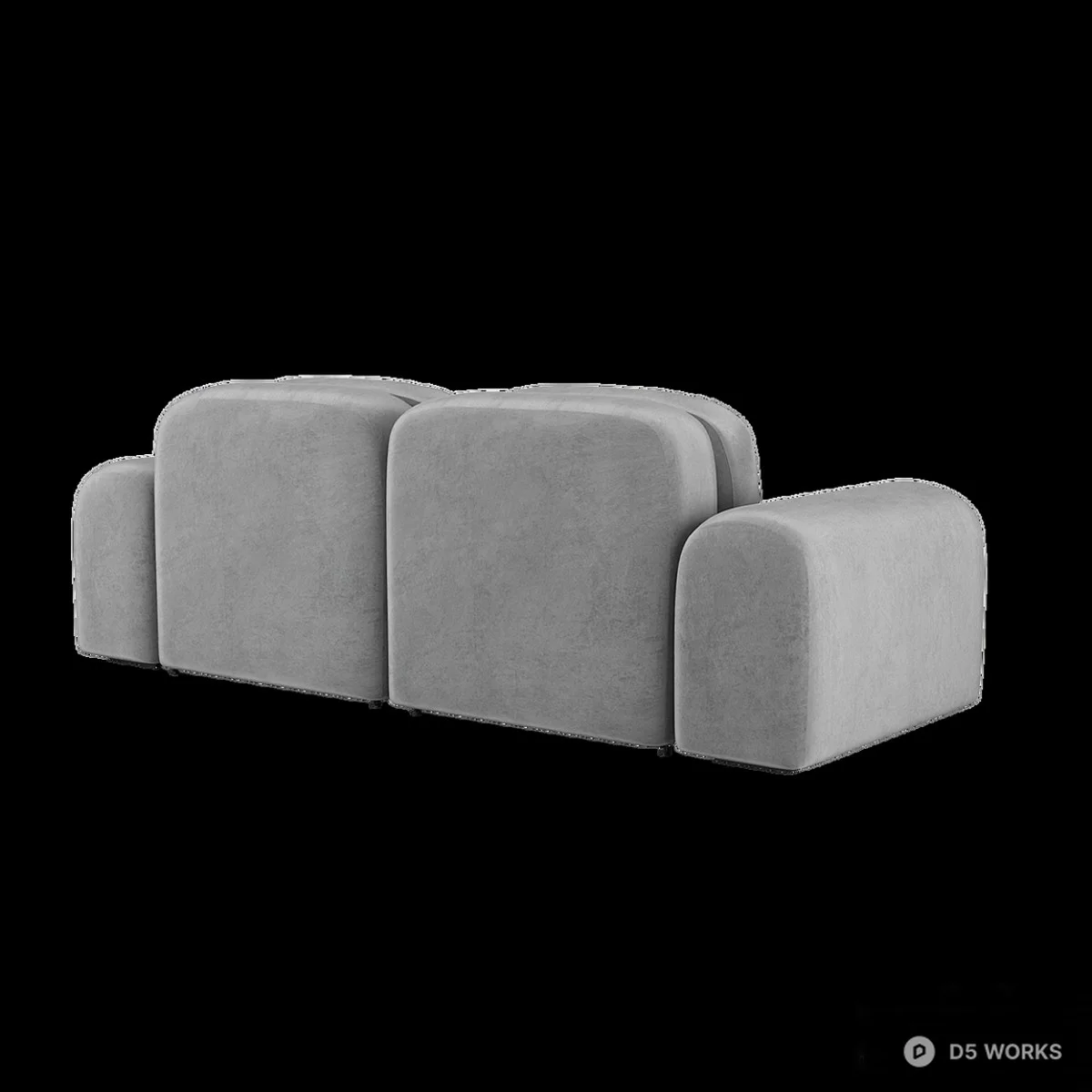Blocky Minimalist Three Seater Sofa 3d model thumbnail 4