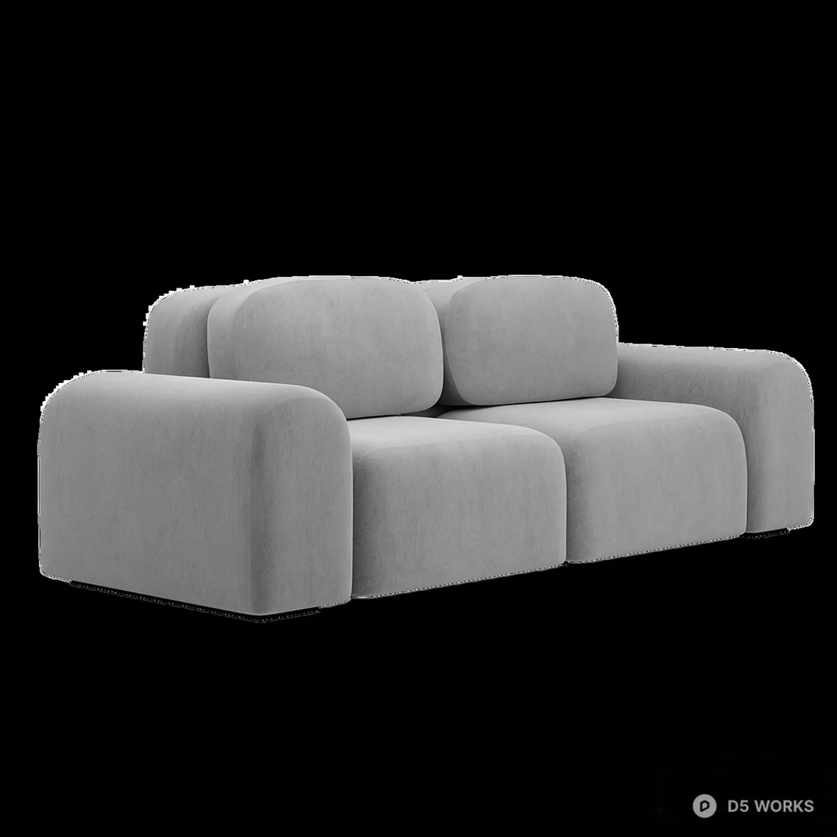 Blocky Minimalist Three Seater Sofa 3d model - Image 1