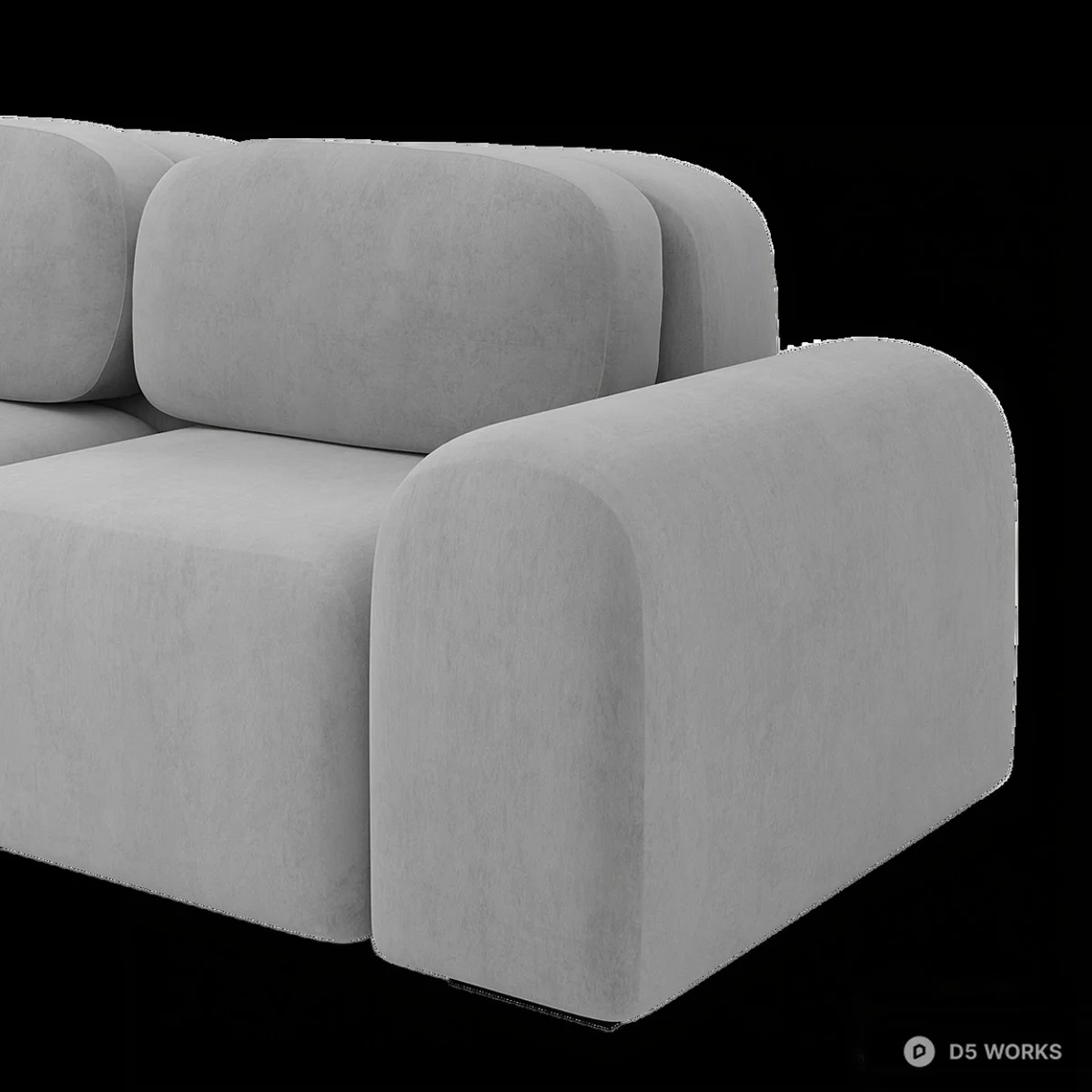 Blocky Minimalist Three Seater Sofa 3d model thumbnail 3