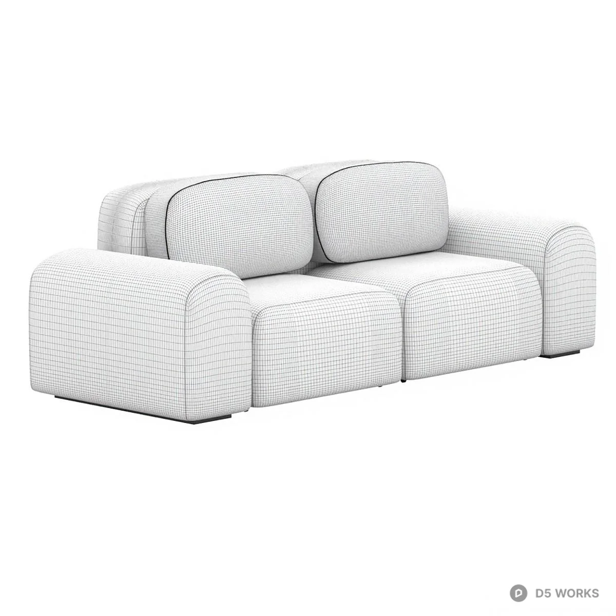 Blocky Minimalist Three Seater Sofa 3d model thumbnail 5
