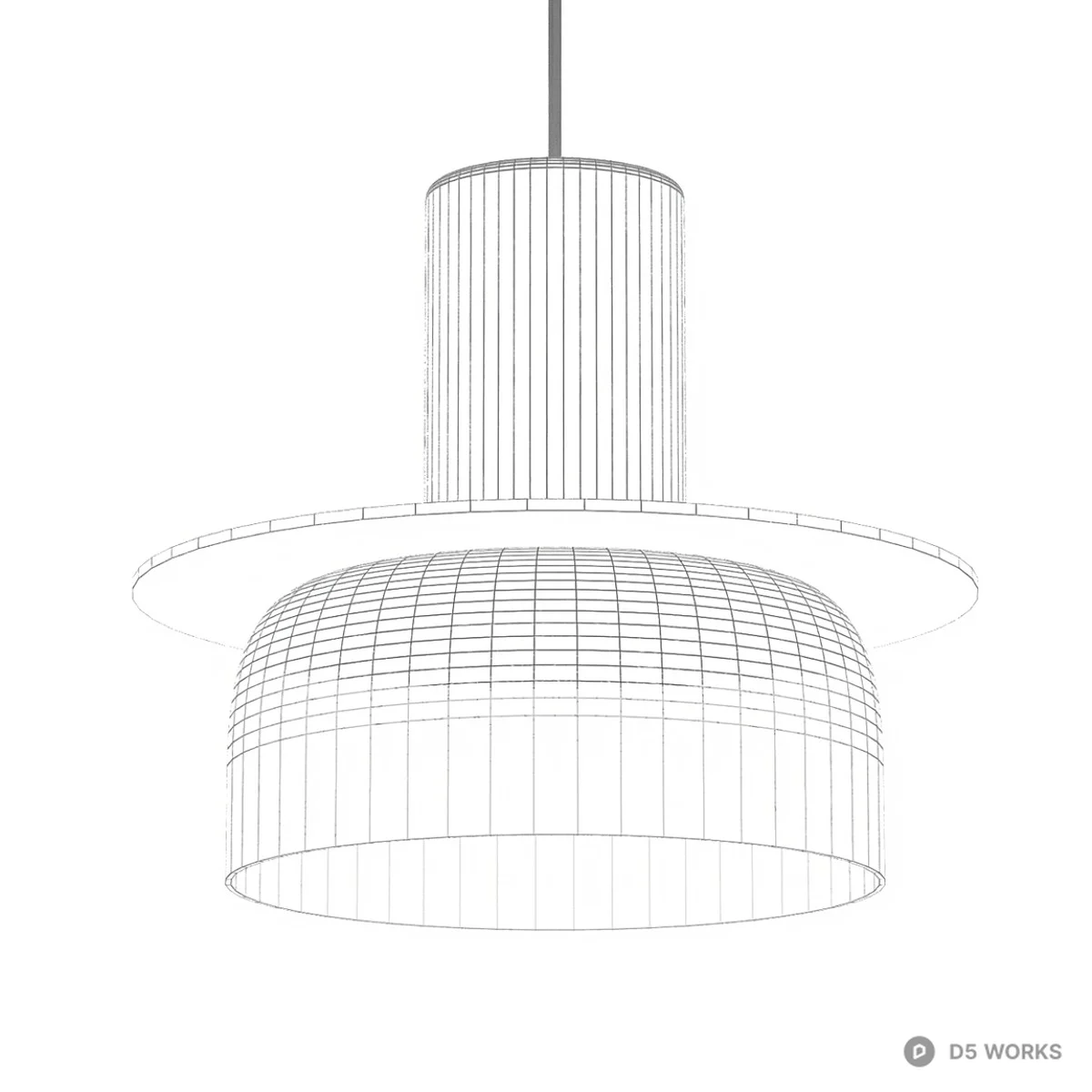Crackle Glass And Wood Pendant Light 3d model thumbnail 2