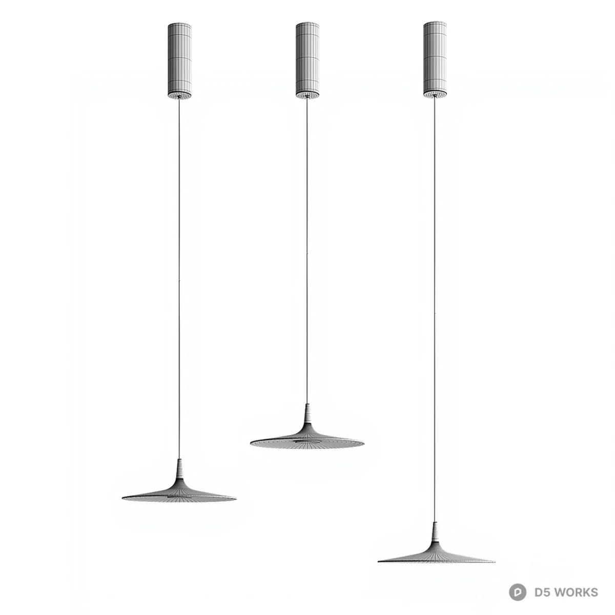 Minimalist Disc Pendant Lights 3d model thumbnail 6