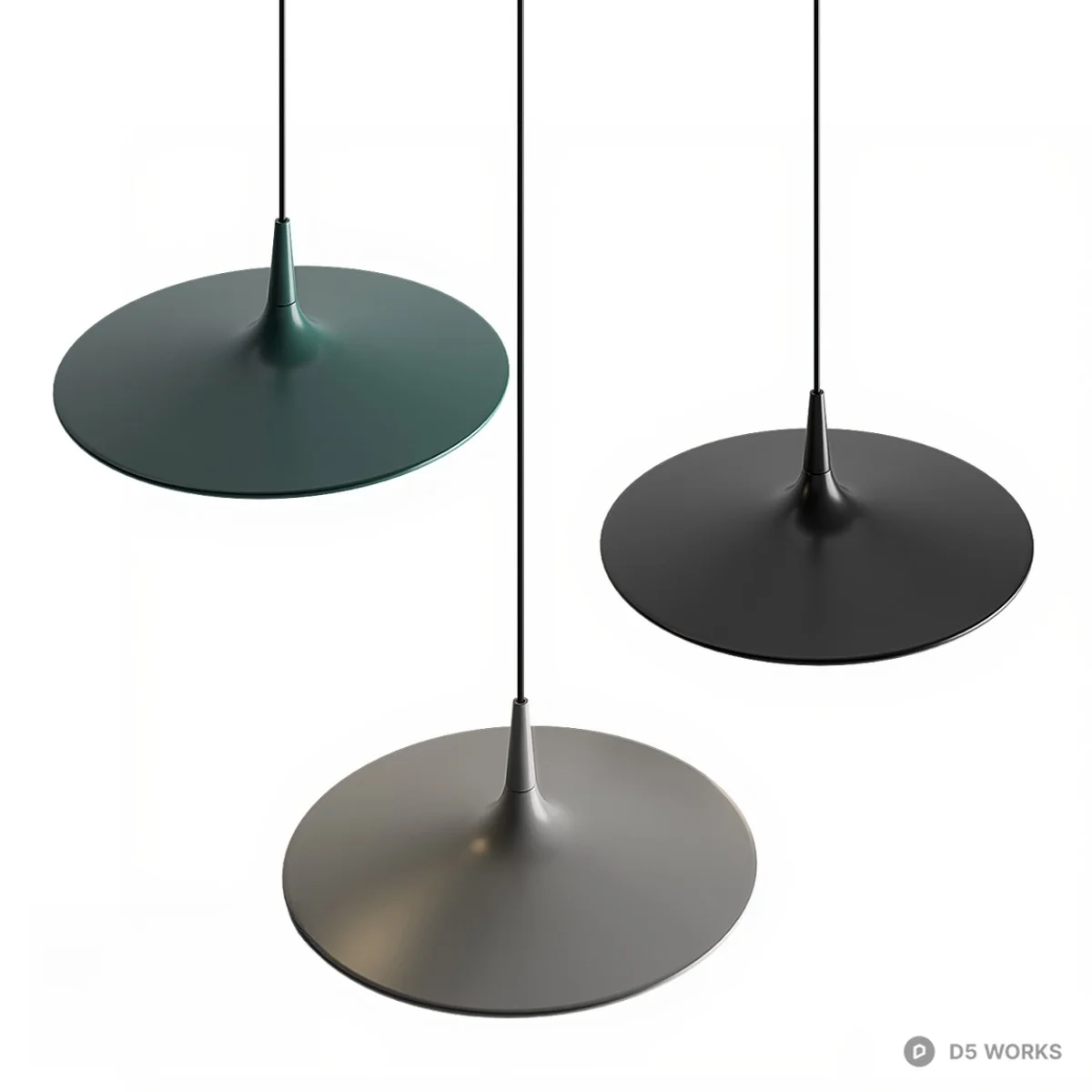 Minimalist Disc Pendant Lights 3d model thumbnail 5
