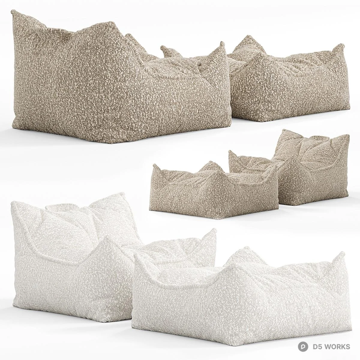 Textured Fabric Lounger Sofa 3d model thumbnail 4