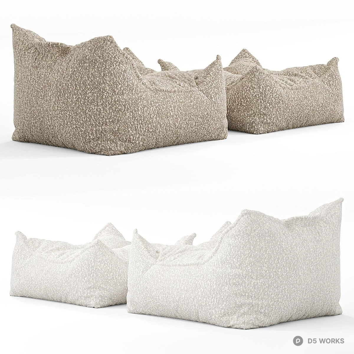 Textured Fabric Lounger Sofa 3d model thumbnail 3