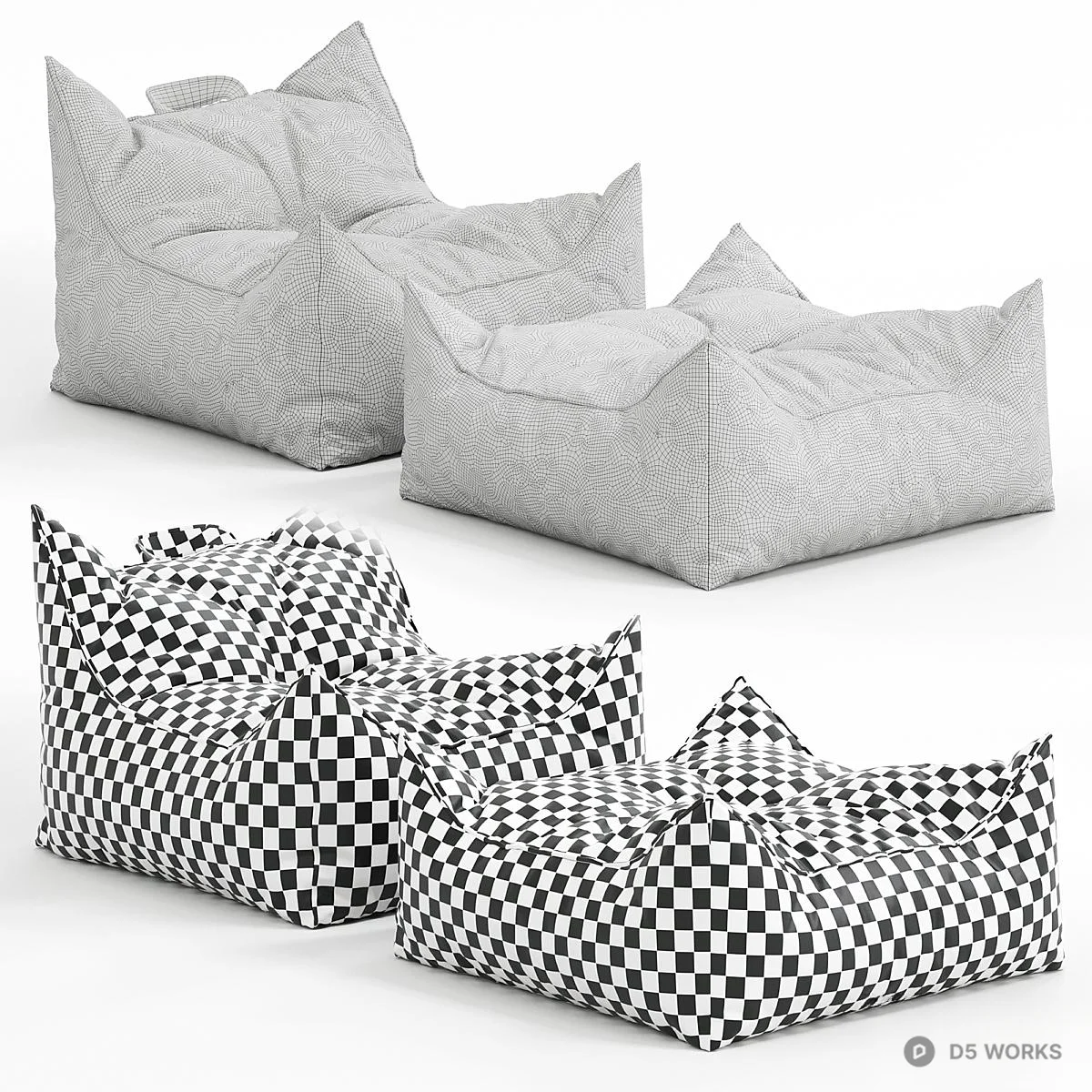Textured Fabric Lounger Sofa 3d model thumbnail 5