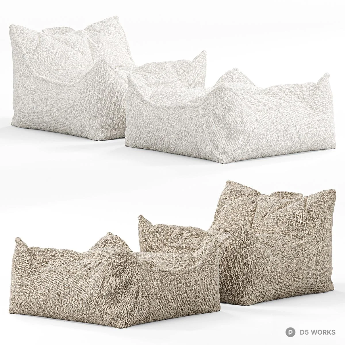 Textured Fabric Lounger Sofa 3d model - Image 1