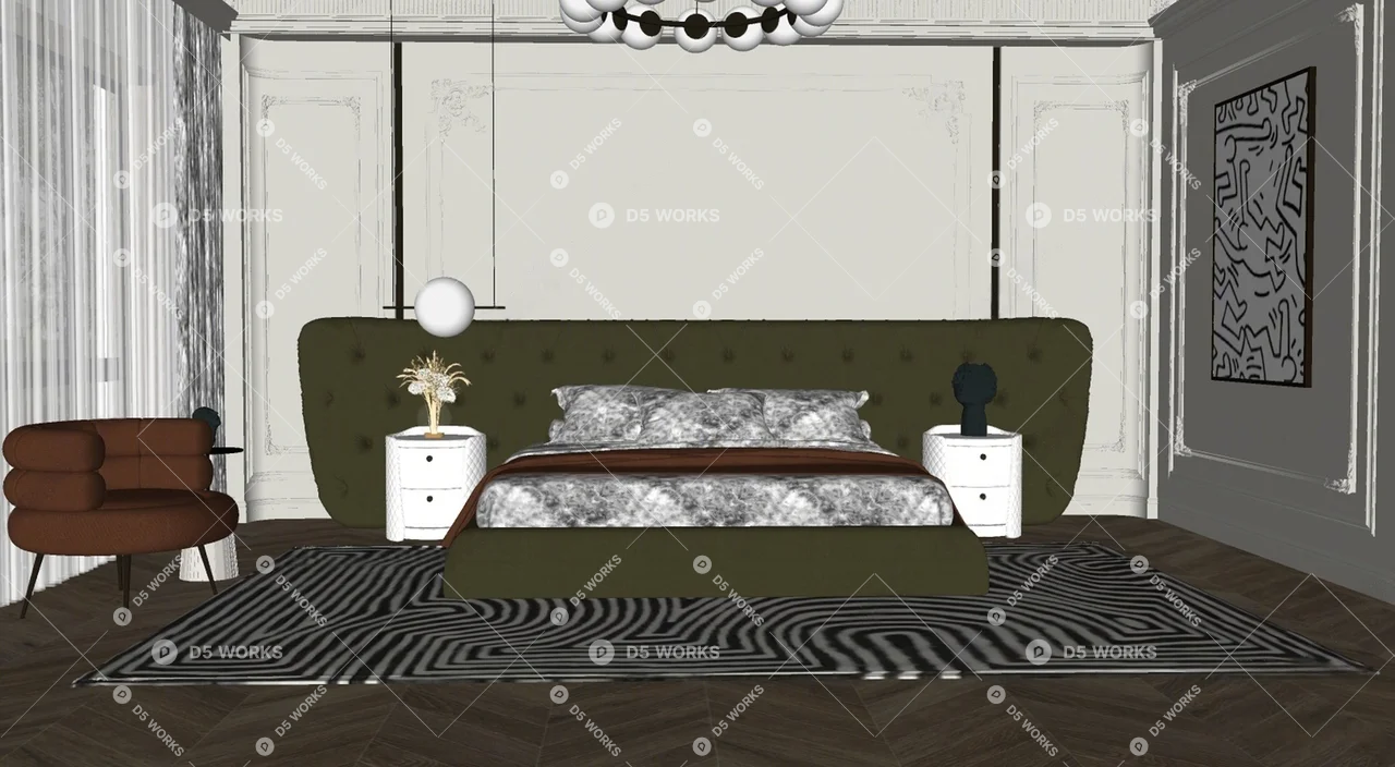Contemporary Home Bedroom 3d model thumbnail 2
