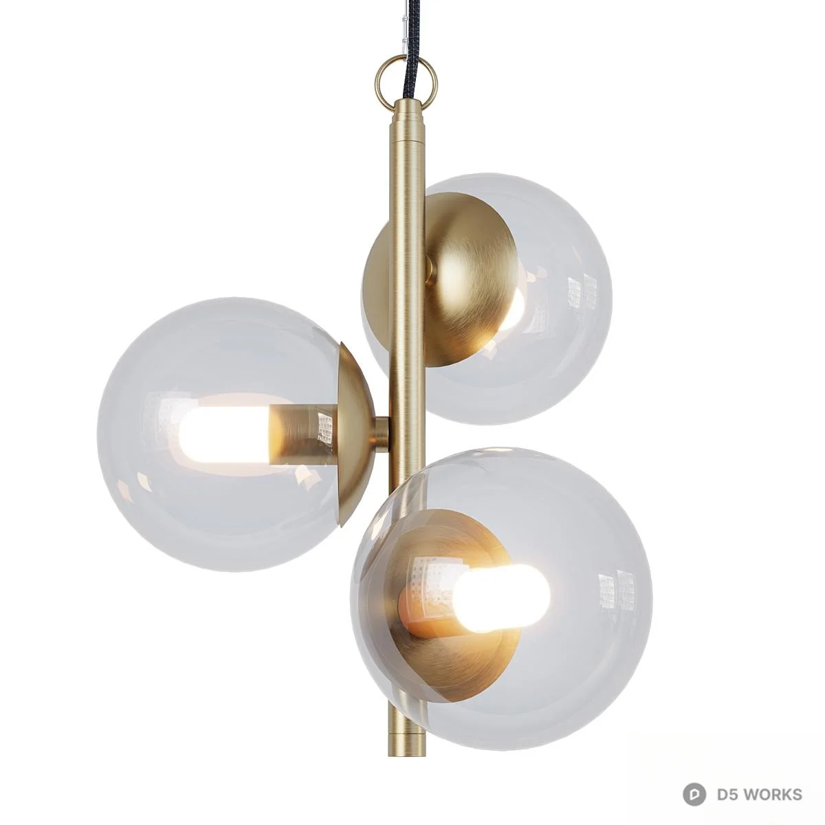 Modern Glass Globe Pendant Light 3d model thumbnail 2