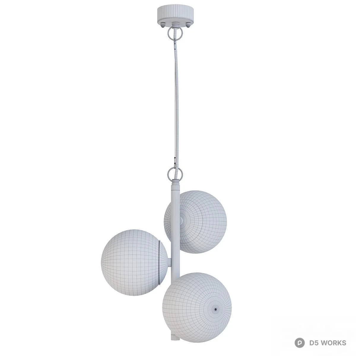 Modern Glass Globe Pendant Light 3d model thumbnail 7