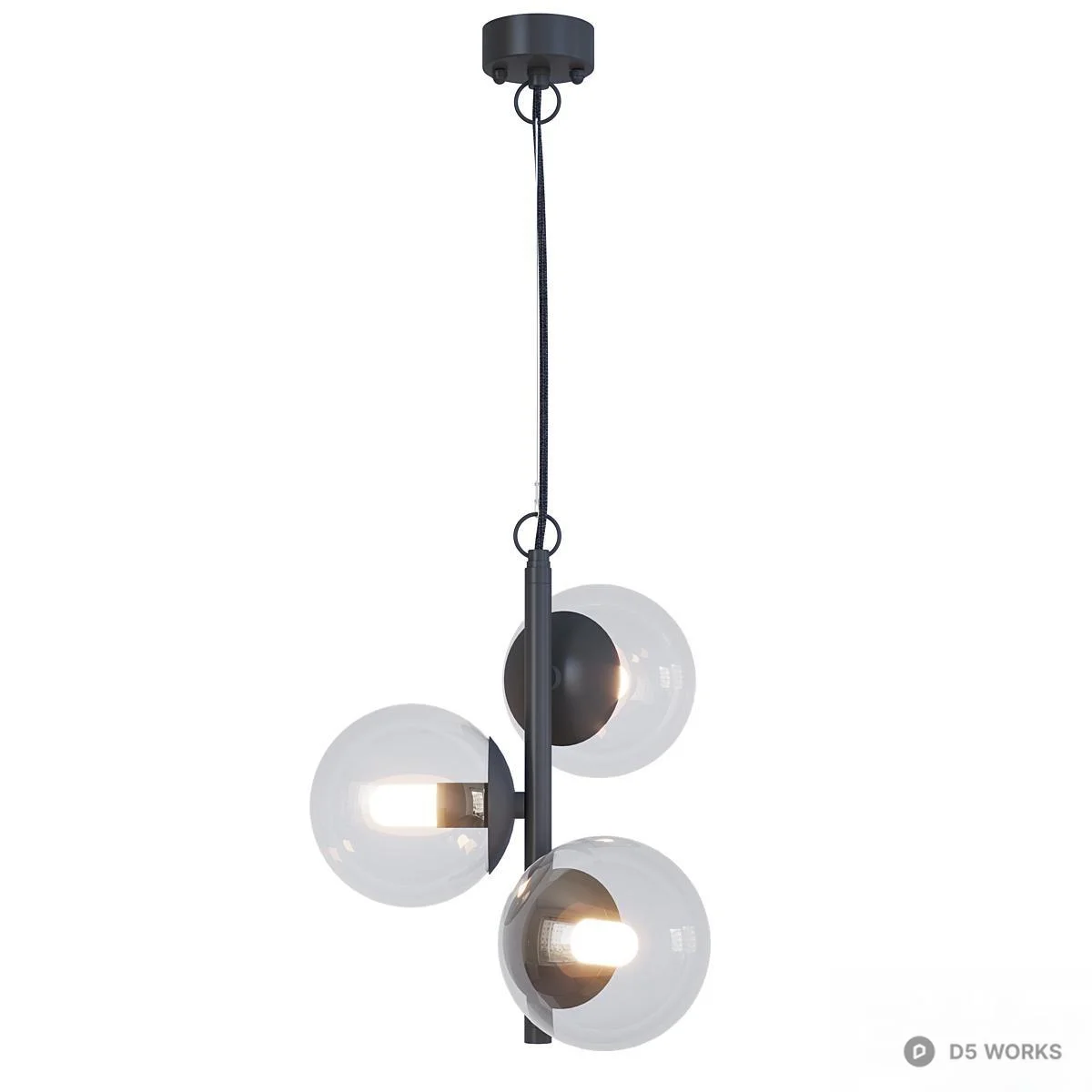 Modern Glass Globe Pendant Light 3d model thumbnail 5
