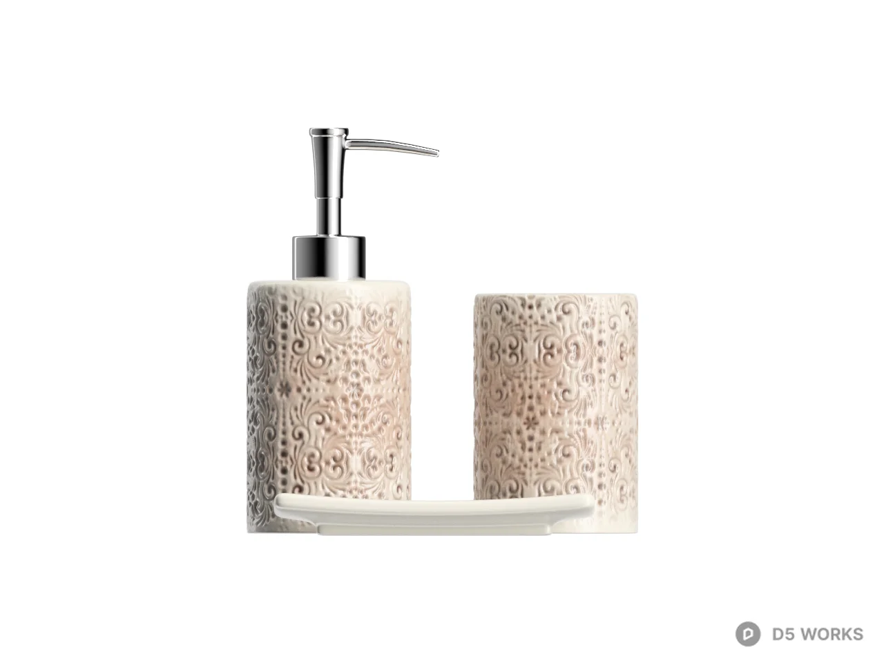 Ceramic Bathroom Accessory Set 3d model thumbnail 2
