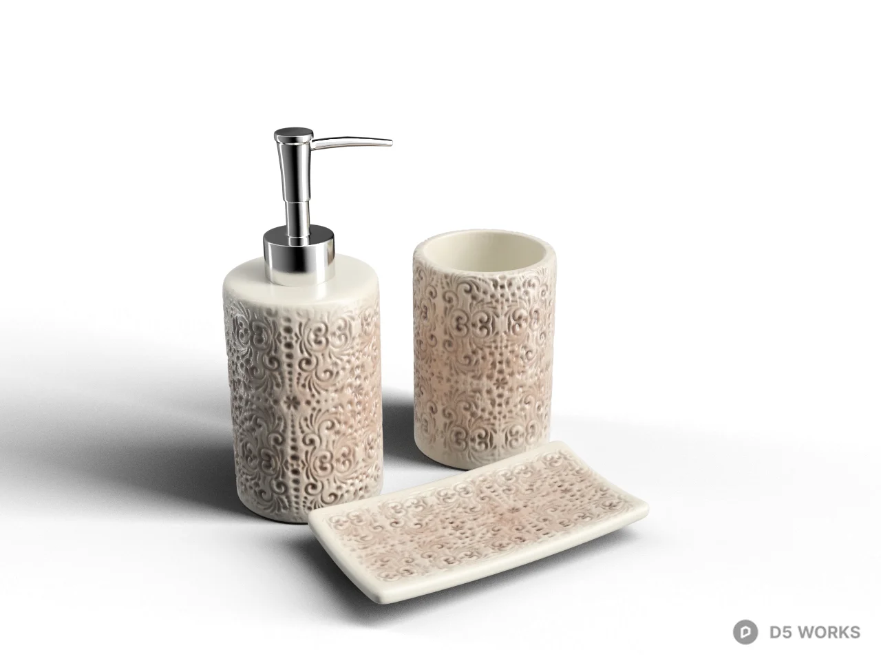 Ceramic Bathroom Accessory Set 3d model - Image 1