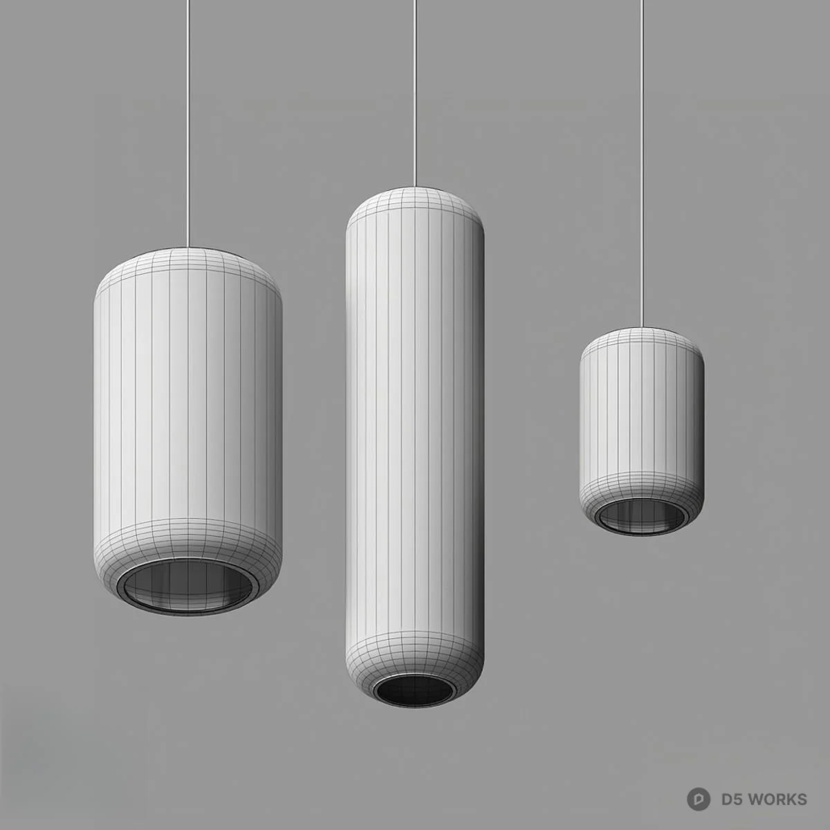 Ribbed Minimalist Pendant Light 3d model thumbnail 2