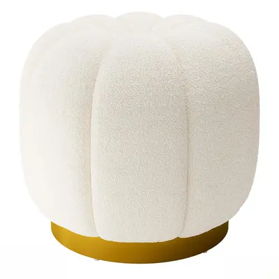 Pumpkin-Shaped Upholstered Stool With Gold Base 3d model