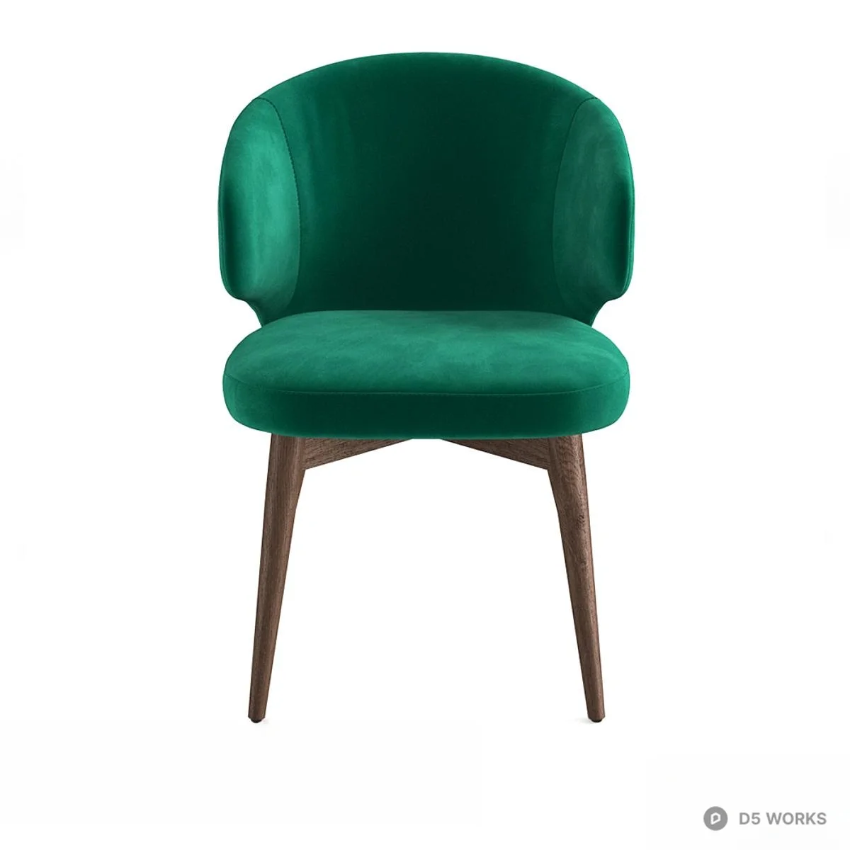 Emerald Velvet Mid-Century Modern Lounge Chair 3d model thumbnail 2